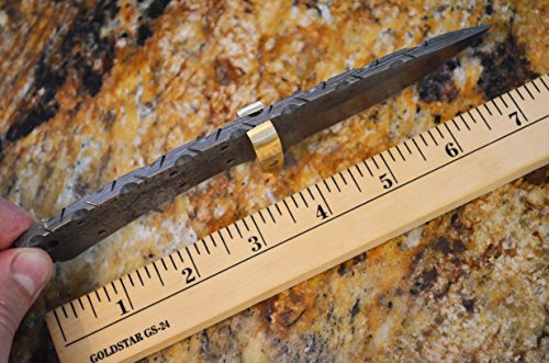 Whole Earth Supply Drop Point Damascus Knife Blank +Brass Finger Guard for Custom Making Knives Blade Blades Blanks Hunting