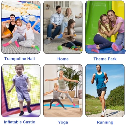 SkiBeaut Meias antiderrapantes de trampolim para crianças, jovens e adultos, meias atléticas para me