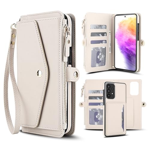 Coque Samsung Galaxy A73 5G Antichoc Anti-Rayures, Étui à Rabat avec Vitre de Protection Écran