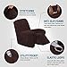 H.VERSAILTEX Velvet Slip Covers for Recliners with Arms 1-Piece Stretch Recliner Chair Covers Furniture Protector Couch Soft with Elastic Bottom Anti-Slip(Brown, Large)