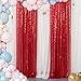 Sequin Curtains 2 Panels Red 2FTx8FT Sequin Photo Backdrop Red Sequin Backdrop Curtain Pack of 2-1011E