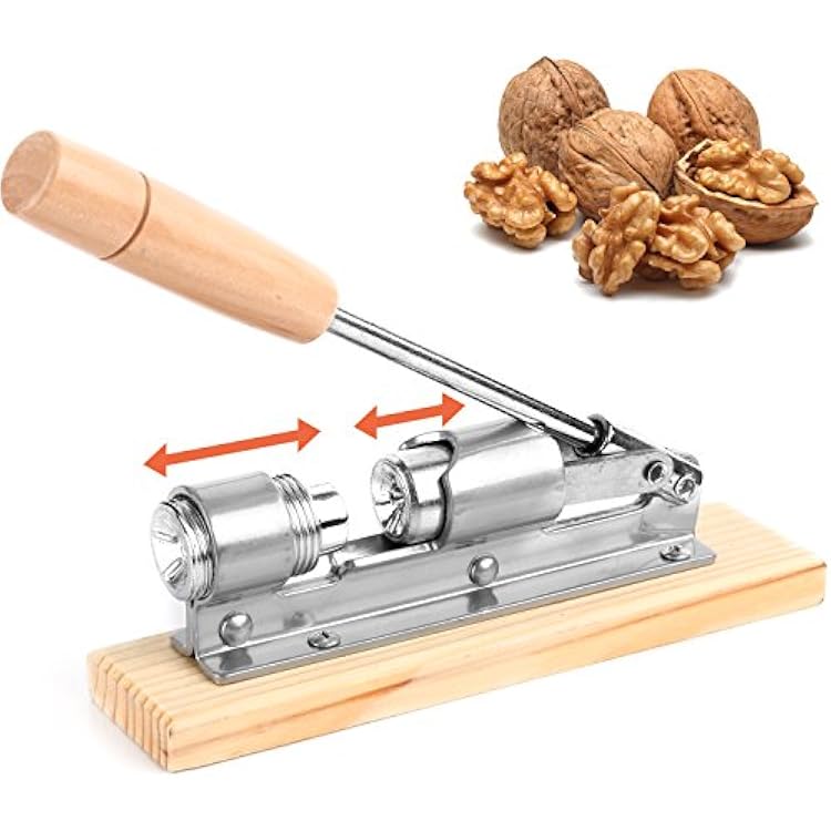 Anwenk Nutcracker Heavy Duty Nut cracker Pecan Cracker Walnut Cracker Plier Opener Tool Desktop Wood Base & Handle (Updated)