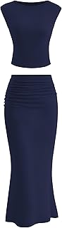 Skirt Sets Women 2 Piece Outfits Summer Outfits 2026 Going Out Crop Tops Long Maxi Skirts Beach Vacation Clothes