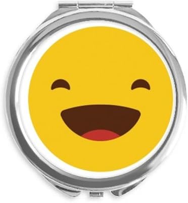 Laugh Yellow Cute Online Happy Hand Compact Mirror Round Portable Pocket Glass