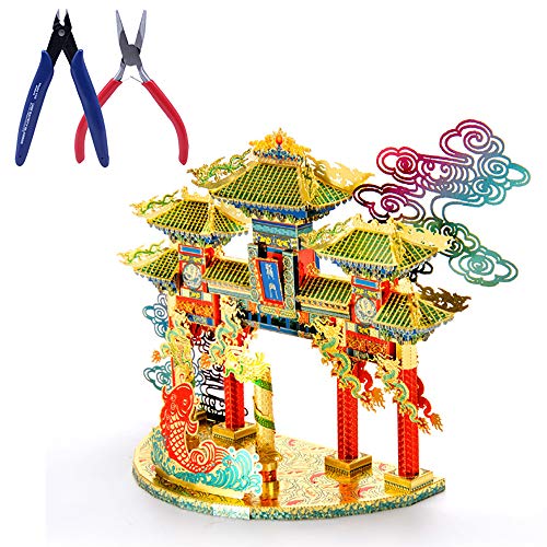 JW-MZPT Kreative Dekorationen, Karpfen springen Drachentor 3D Metallpuzzle, DIY Pädagogisches Spielzeug für Erwachsene und Kinder mit Werkzeugen Cover