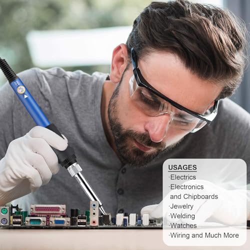 Soldering Iron Kit, 11-in-1 60W 110V US Plug Adjustable Temperature Electric Soldering Gun Welding Tools with for Soldering and DIY Solder Electronic Circuit Boards Mobile Phone Repair Welding - Thumbnail 6