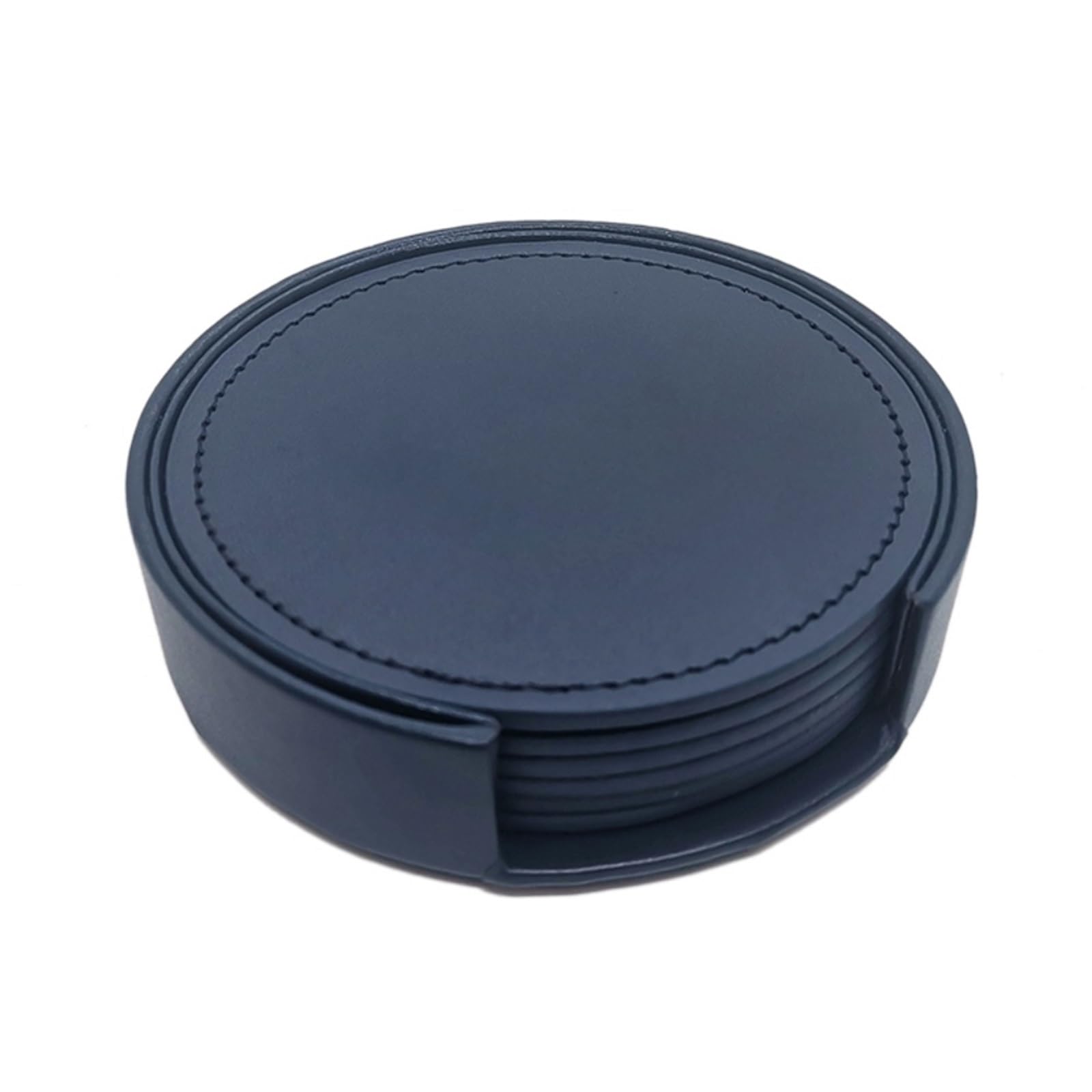 Insulated Coasters 1 Set 6pcs Circular Pure Color Leather Coasters Resistant Placemat Tea Coffee Cup Home Bar Counter Decor With Stand for Home Decor Dining Table(10cm Leather E)
