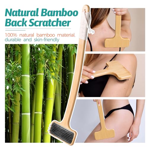 Bamboo Back Scratcher for Men, 22'' Long Handle Wooden Back Scratcher For Women, Soft Wide Head Backscratchers for Comfortable Body Itching Relief and Massage, Ideal Gifts for the Seniors, Pregnant - Thumbnail 5