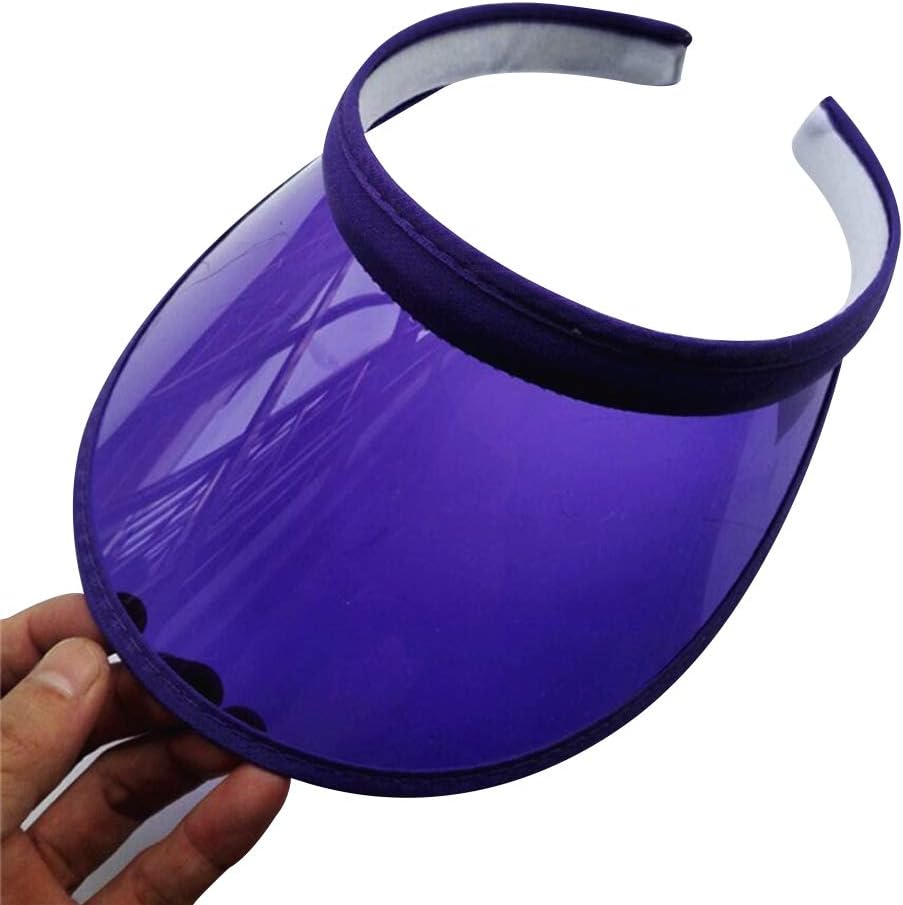 Sun Hat Unisex Summer Candy Color UV for Open Top for Sun Visor Hat Transparent PVC Plastic Wide Brim Clip-On Sport B