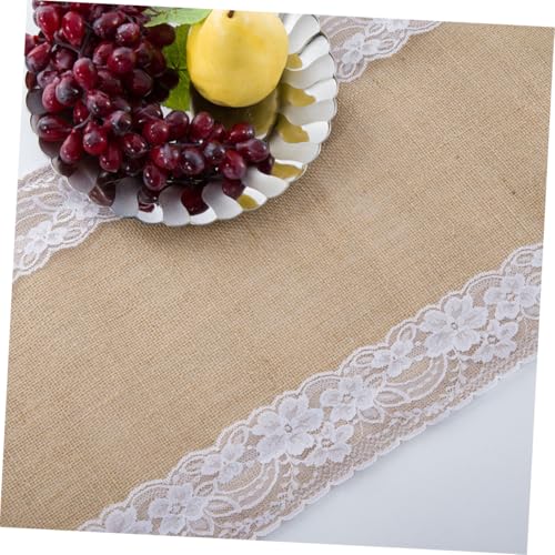 Chemin de table lin et dentelle protection de table à manger élégante VICASKY x4