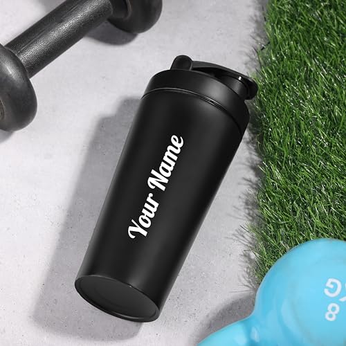 Image of CORPORATE PORIUM Customised Stainless Steel Protein Shaker Bottle with Blender Mixer Ball Leak Proof Gym Shaker for Protein, Diwali Item BPA-Free Travel Steel Shaker for Gym 750ml