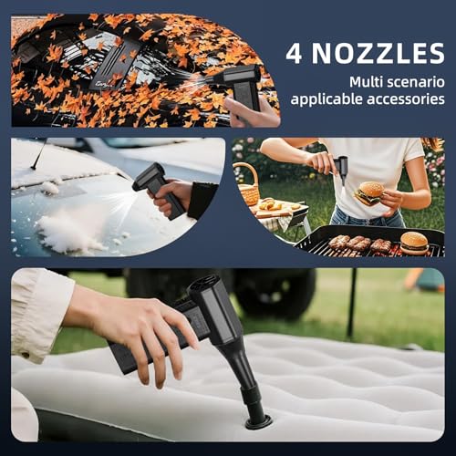 Cordless Compressed Air Duster 150000RPM Super Power Electric Air Duster 3 Gear Adjustable Mini Handheld Blower for Computer Keyboard Outdoor House and Car Cleaning Novyllis (Black) — view 6