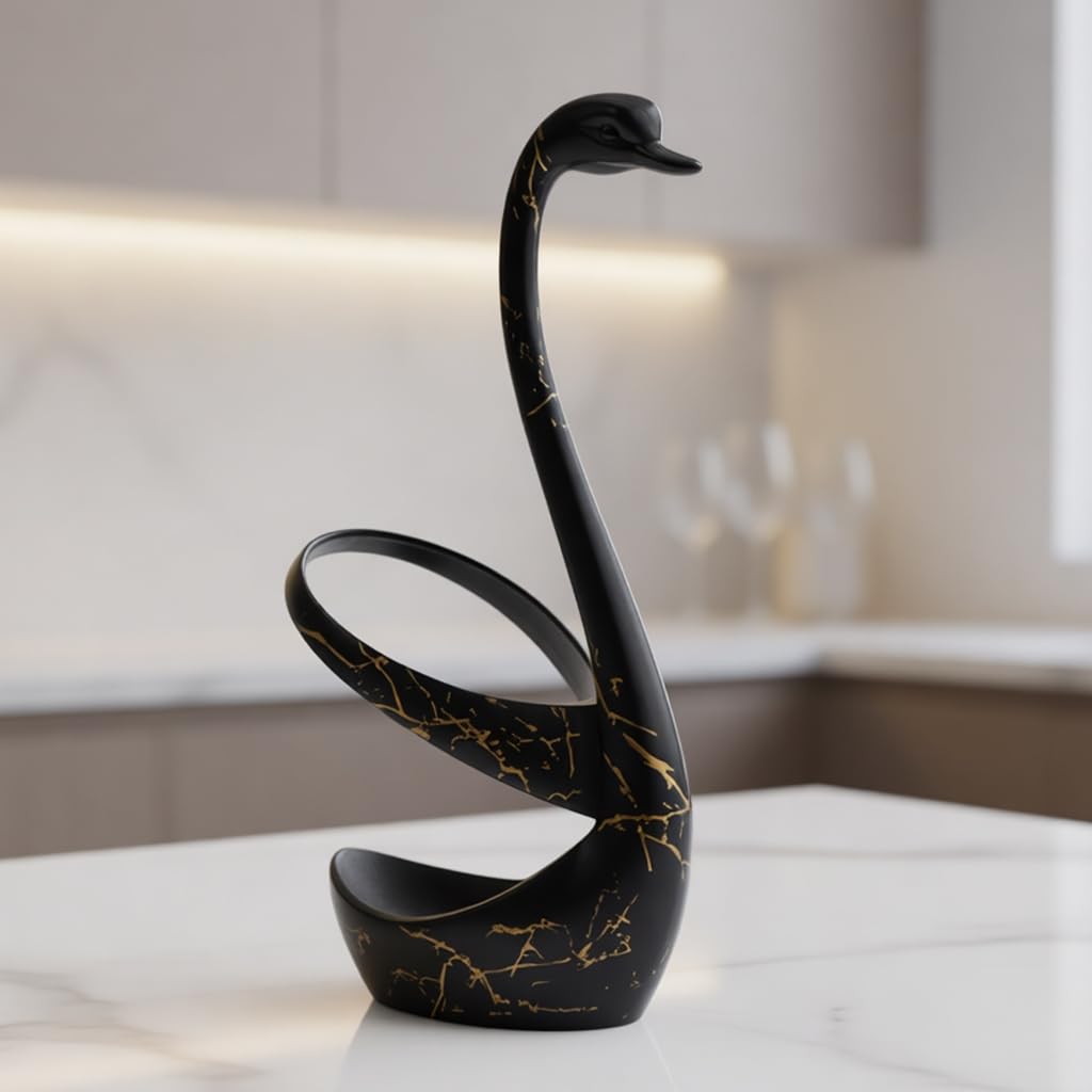 Práctico organizador de herramientas de cocina de acero inoxidable con forma de cisne