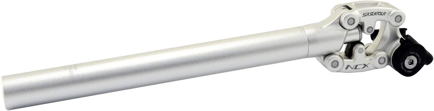 SR Suntour SP12 NCX Suspension Seat Post with Protective Cover 31.6X400mm, Silver, VK2298