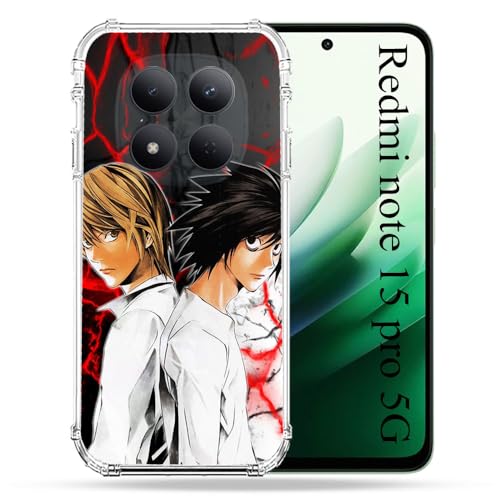 Coque Redmi Note 15 Pro 5G Manga Death Note Duo protection antichoc silicone rigide pour téléphone