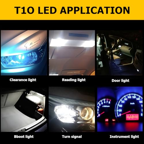 HZEL 20PCS T10 194 Car LED Light Bulb, 5SMD 5050 12V 168 W5W 2825 Vehicle Wedge License Plate Bulb, Automotive Interior Dome Map Door Trunk Courtesy Dash Lamps Accessories, Universal Fit (Pink) - Thumbnail 6