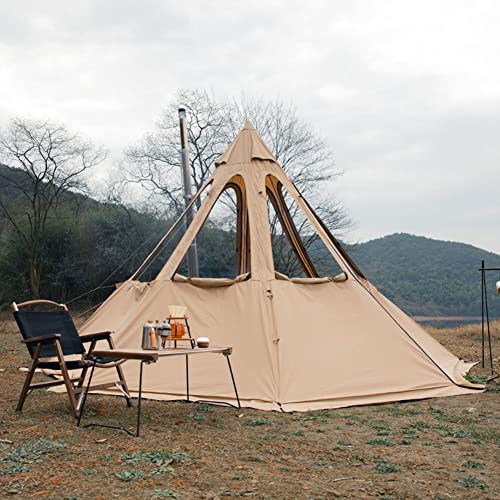 Volwassen Indiase Tipi-tent, Ademende Piramidetent, Katoenen Bell-tent Voor Familie-glamping, Lichtgewicht Tipi-kampeertent Voor 5-8 Personen - Afbeelding 4