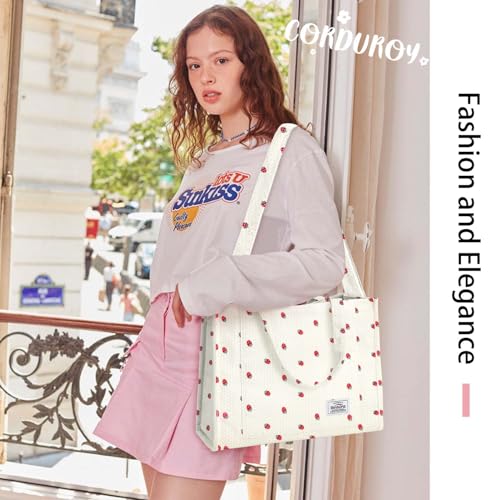 Image of Corduroy Tote Bag for Women Small Satchel Bag Mini Tote Bag Aesthetic Crossbody Handbag - School Work Travel Shopping