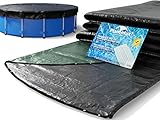 Planenfux® Pool Winterabdeckung für Ø 366 - 400 cm Rundpools | 2-in-1 Pool Abdeckplane rund aus 200g/m² PE Material | Chlor- & UV-resistente Poolabdeckung mit Solarfunktion | Ø 460 cm Pool Abdeckung