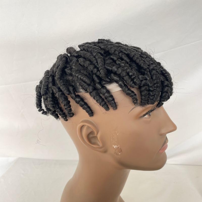 Dreadlock toupee pour hommes noirs perruque cheveux courts 6 pouces - 5