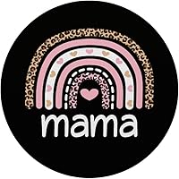 Vista 3 de Cute Pink Heart Mama Rainbow Leopard Print Mom Cheetah Black PopSockets Adhesive PopGrip