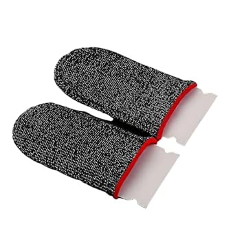 KrazyKart Gaming Finger Sleeves Compatible with All Touchscreen Devices 0.15mm Superconducting Nanofibers|Smooth Feel Anti-Sweat Extremely Thin Red Edge 6 PCS