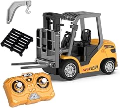 ARRISHOBBY 1:64 Mini Forklift Construction Vehicle Zinc Alloy Body Fork Pallet Hook 3 in 1 Toy for Adults Kids App Operation