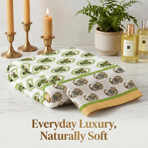 Image of Mafatlal Madhuban Soft & Absorbent Cotton Bath Towel (147x76 cm) | 250 GSM | Lightweight, Quick Dry, Floral Design