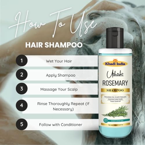 Image of Khadi Natural Rosemary Hair Shampoo for Hair Fall Control, Dandruff Care & Hair Growth - Herbal Cleanser for Men & Women - Gentle Daily Use | 210ml