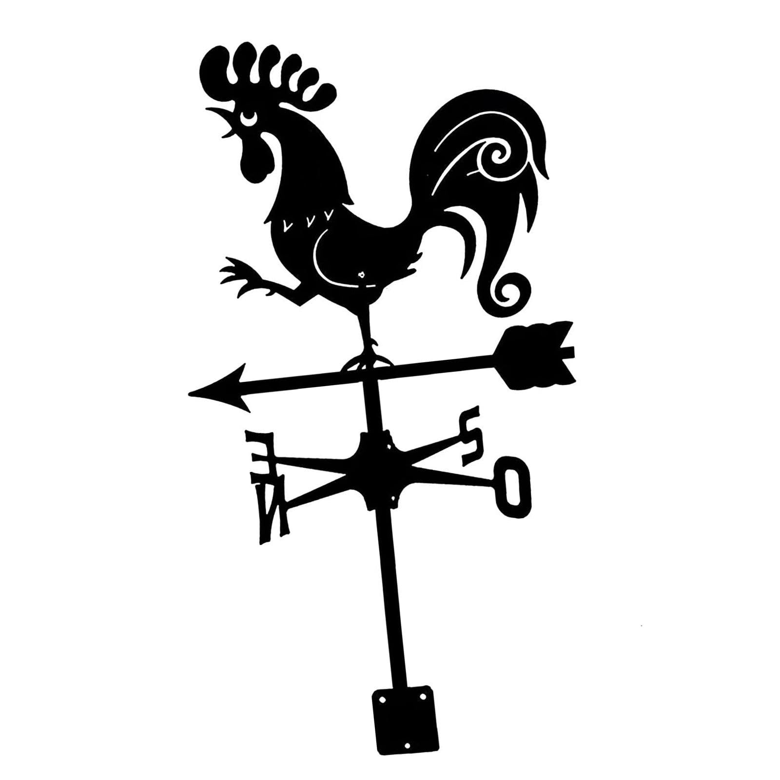 LOVIVER Schwarze Wetterfahne aus Schmiedeeisen, Instrument zur Messung der Windrichtung, Klassische Wetterfahne im Freien für die Dekoration von Bauernhaus,