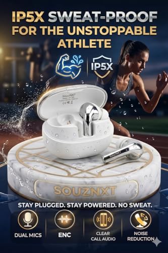 Image of Supreme Wireless Earbuds, Bluetooth 5.4, Quad Mic ENC Noise Cancellation, 72H Playback, Deep Bass, Fast Charging (White)