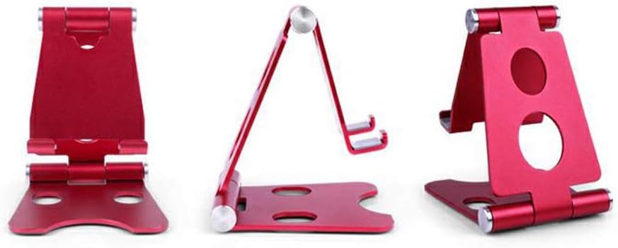 Mini Folding Portable Multi-Angle Aluminum Alloy Desk Phone and Tablet PC Stand, Red
