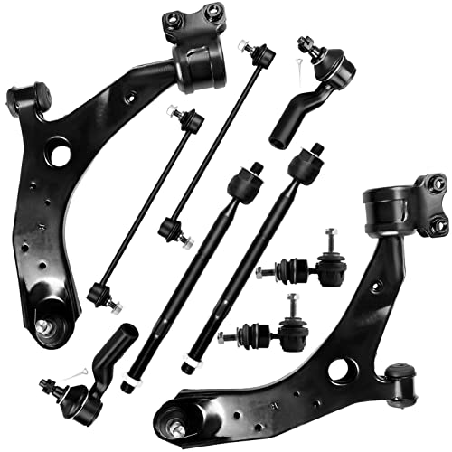 SCITOO 10pcs Suspension Kit Lower Control Arm w/Ball Joint Inner Outer Tie Rod End Front Rear Sway Bar Link Fit 2004-2009 For Mazda 3 2006-2015 For Mazda 5