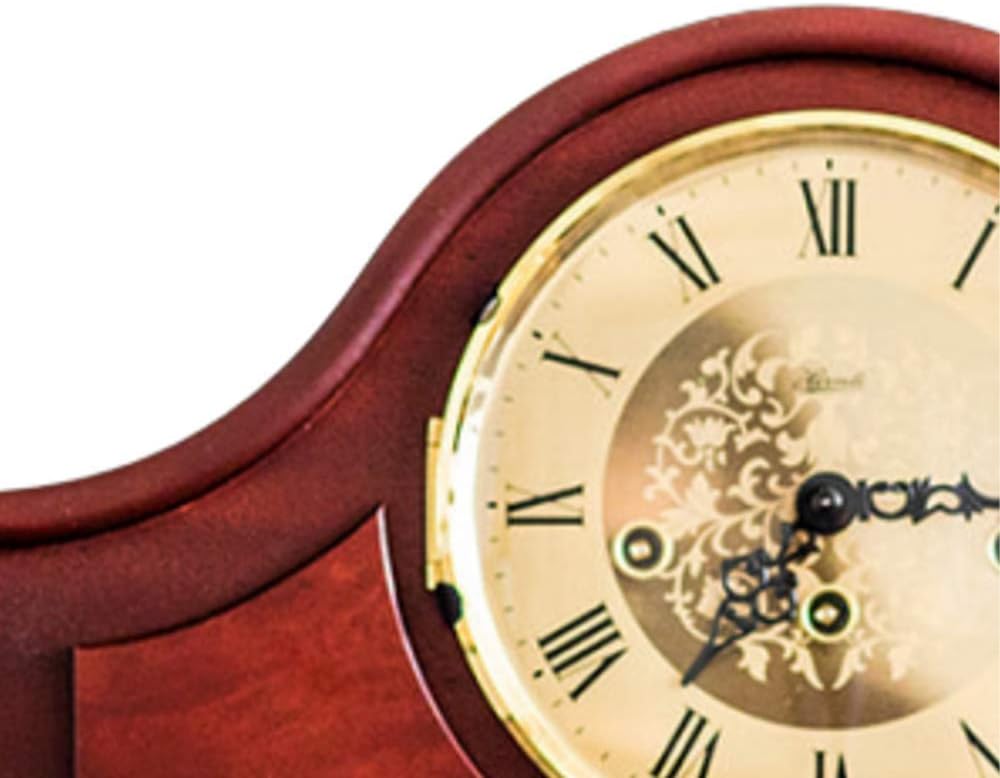 Hermle Qwirly Store Acton Mechanical Mantel Clock 21142070340 Antique Style Mahogany Wood Chiming Mantel or Desk Clock