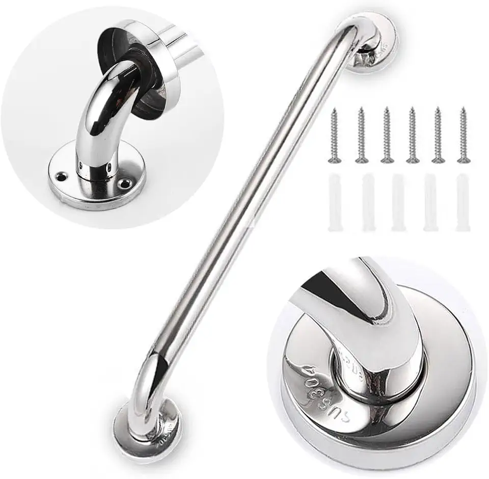 Barra Alça De Apoio Corrimão Banheiro Segurança Idoso Deficiente 40cm Inox Não Enferruja Acessibilidade Suporte Pegador Design Elegante