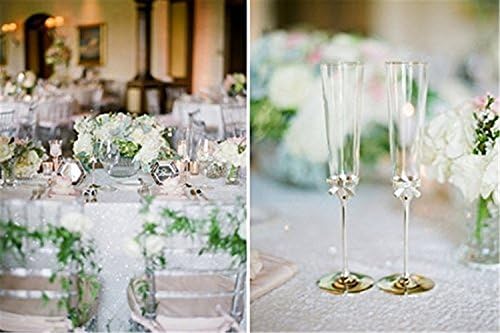 Trlyc 60 x 102-Inch Rectangle Sequin Tablecloth White for Wedding