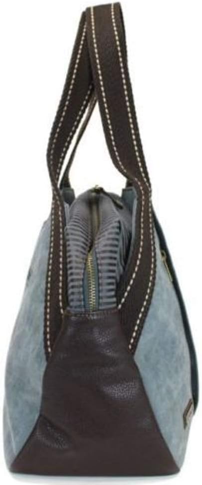 Chala Handbag Bowling Zip Tote Large Bag Pleather Indigo Blue BUMBLE BEE