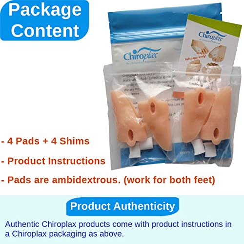 Chiroplax Tailor's Bunion Corrector Pads Bunionette Pain Relief Pinky Little Toe Straightener Separator Cushion Splint Protector Shield Spacer Cover Guard (4 Pads, Shims - Large)