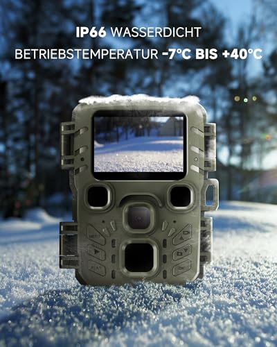 ZIMOCE Mini Wildkamera 4K 32MP mit Bewegungssensor, Nachtsicht & 940nm IR-LEDs, Wildtierkamera mit 0,2s Auslösezeit, 20m Infrarot, IP66 wasserdicht, 60° Weitwinkel, Jagdkamera für Tierbeobachtung