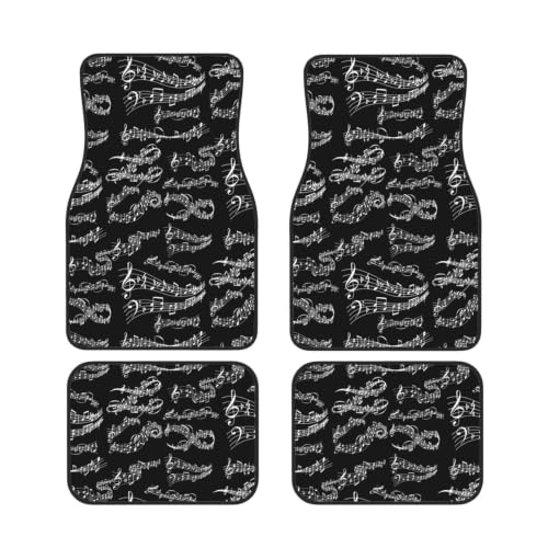Juego de 4 alfombrillas para coche de neopreno antideslizante con diseño de notas musicales