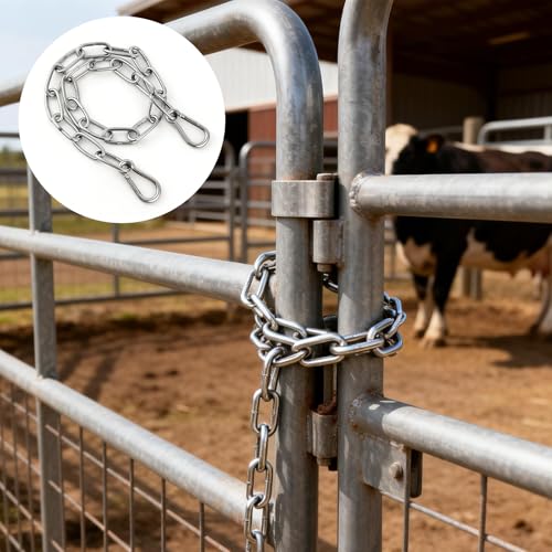 Edelstahl Ketten mit Karabiner, Φ3mm x 0,5 Meter Kette Edelstahl Rundstahlkette für Zauntore Käfigtore Haustiere Gartentore Vogelkäfig Hundekette, 2 Stück