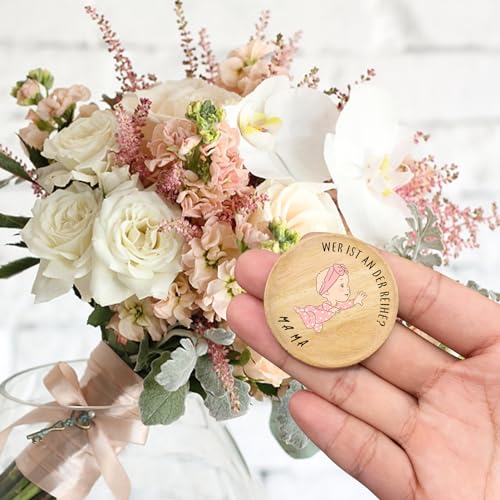 Geschenke zur Geburt, Baby Geschenk Mädchen,Schwangerschaft Geschenk Hölzerne Entscheidungsmünze, Geschenkidee für Werdende Mütter,Taufgeschenke für Mädchen
