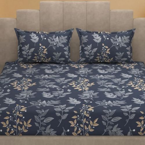 Image of Mafatlal Luxe Lilac 140 GSM Queen Size Microfiber Bedsheet with 2 Pillow Cover for Double Bed, 90x100 Inch - Black, Premium, Lightweight & Durable