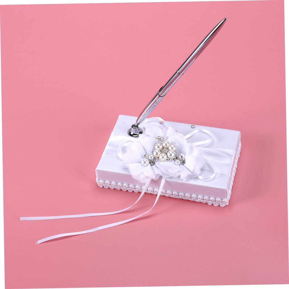 PRETYZOOM Rustic Wedding Ring Pillow and Flower Basket Set Flower Girl Basket Notebook Pen Holder Perfect Bride Kit