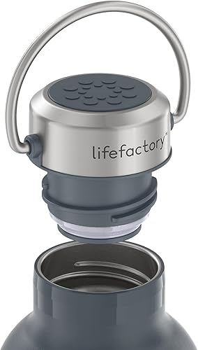 Miniatura 4 de Lifefactory Botella deportiva aislada al vacío de acero inoxidable de 32 onzas, carbono