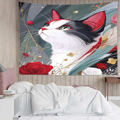 Couverture murale chat effet 3D en polyester souple grand format 180cm - 5