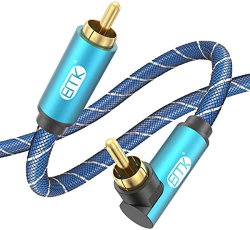 EMK Coaxial Audio Cable Subwoofer Cable Right Angle Digital Audio RCA Cables RCA to RCA 90 Degree Coaxial Cable for Smart HDTV DVD Speaker Hi-fi Receiver Cable (1.5M)