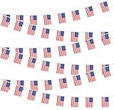 US American Small Mini String Banner Flags Miniature US United States Banners for Grand Opening,Grand Opening Sports Celebration Decorations (50 Feet 38 Flags)