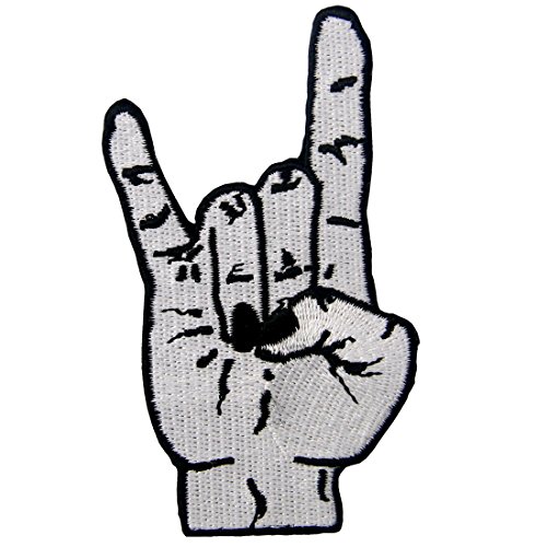 Punk Rock and Roll Heavy Metal Music Hand Symbol Sign Language Embroidered Badge Iron On Sew On Patch