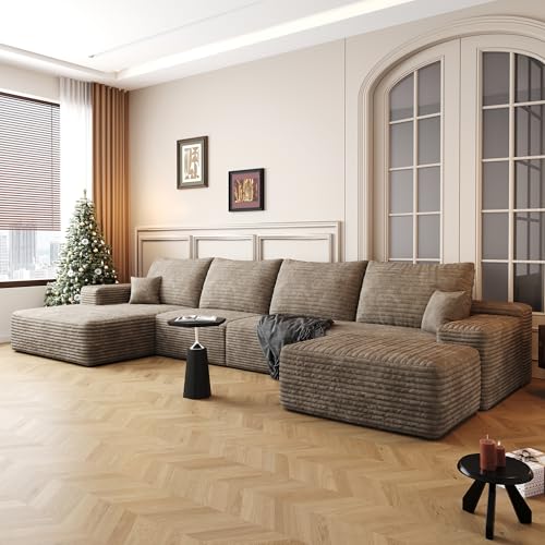 Image of 96 inch Sectional Couches for Living Room Cloud Couch Sofa with L-Shape Upholstered Boneless Couchs Modern Modular Sectional Couch with Chaise